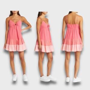 BP NWOT COTTON FLOWY SPAGETTI STRAP TIERED SUNDRESS DRESS BREEZY PINK LARGE